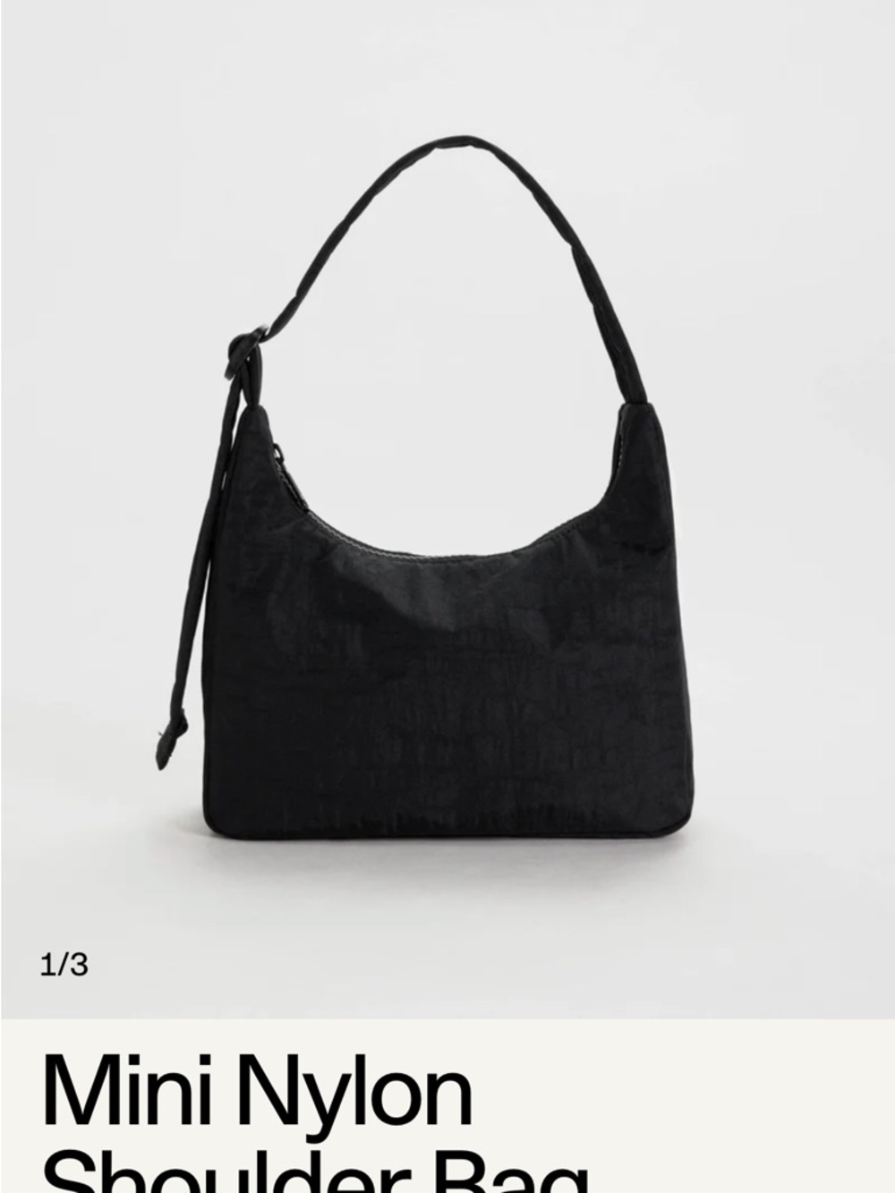 BAGGU Black Mini Nylon Hobo Bag (black)